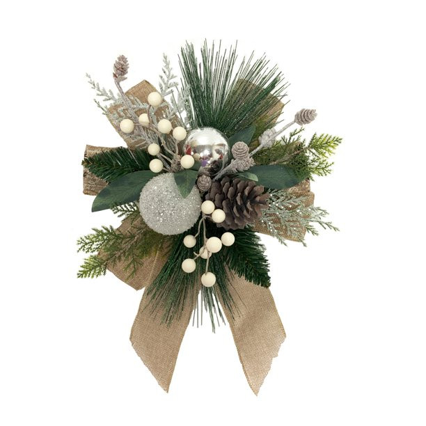 Holiday Time Cream Burlap Floral Bow - Walmart.com | Walmart (US)