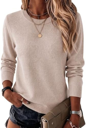 Zeagoo Womens Wool Blend Sweater Crewneck Long Sleeve Tops Fashion Clothing | Amazon (US)