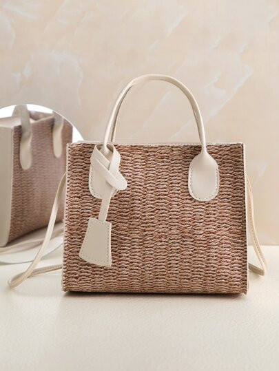 Minimalist Vacation Straw Satchel Bag | SHEIN