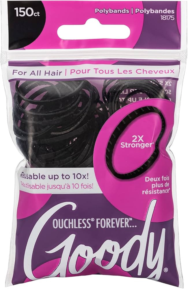 Goody Ouchless Womens Polyband Elastic Hair Tie - 150 Count, Black - Fine Hair - Hair Accessories... | Amazon (US)