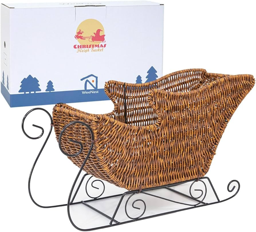 Christmas Sleigh Basket, Gift Basket, Christmas Decorations, Holiday Decor, Sled Ornament, Resin ... | Amazon (US)