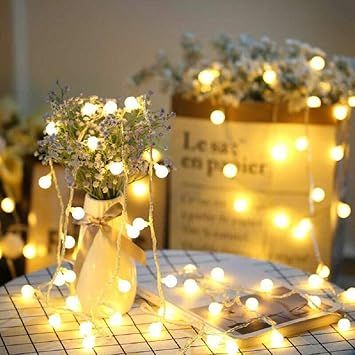 Globe String Lights, 80 Decorative Globes, Battery Powered Warm String Lights for Bedroom, Garden... | Amazon (US)