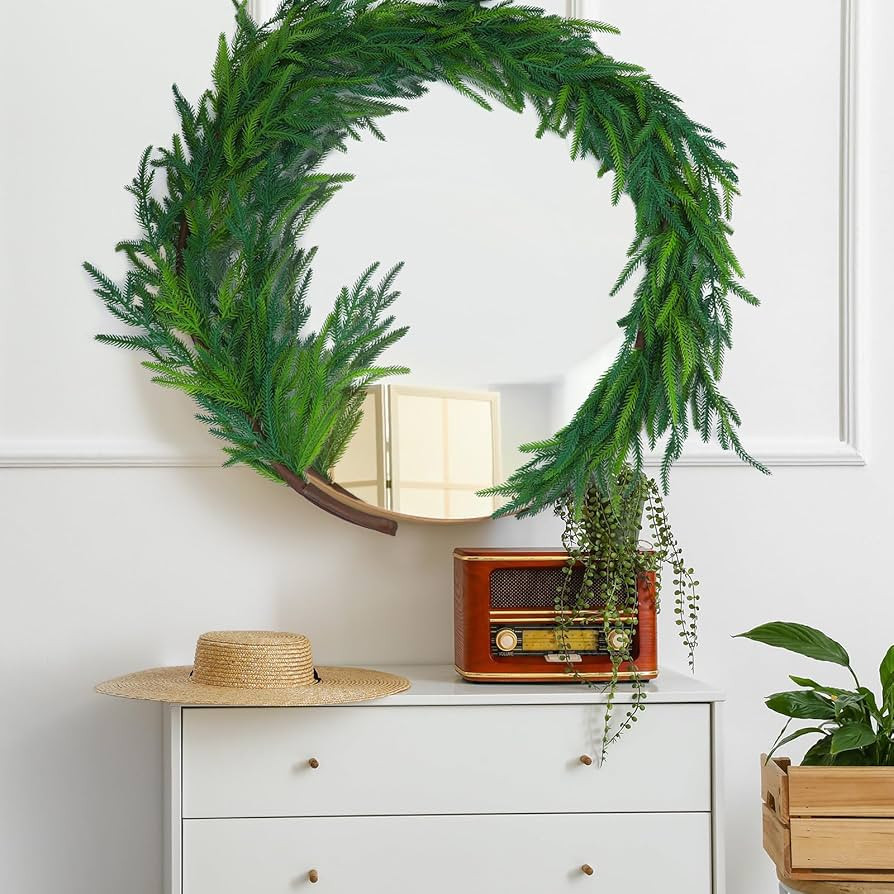 Christmas Real Touch Norfolk Pine Garland Artificial Pine Greenery Garlands Faux Christmas Norfol... | Amazon (US)