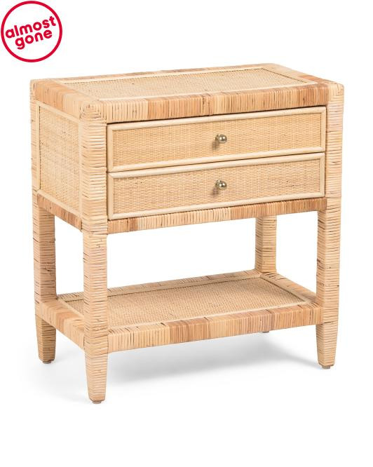 24x14x26 2 Drawer Rattan Accent Table | TJ Maxx