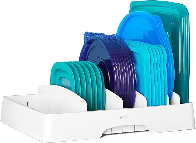 YouCopia StoraLid Adjustable Food Container Lid Organizer for Kitchen Cabinet Storage, Large | Amazon (US)