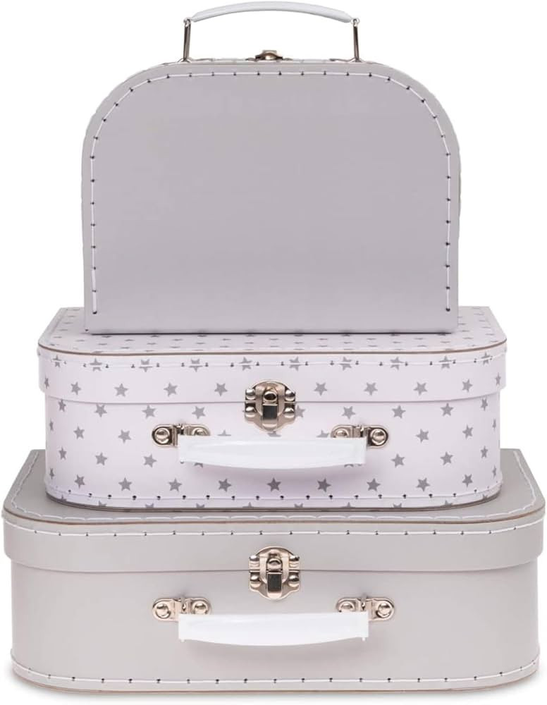 Jewelkeeper Paperboard Suitcases, Set of 3 Vintage Decorative Storage Box - Luggage Decor Storage... | Amazon (US)