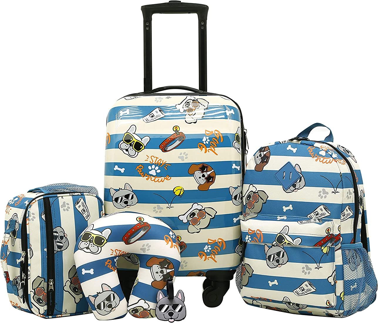 Travelers Club 5 Piece Kids' Luggage Set, Cool Dog | Amazon (US)