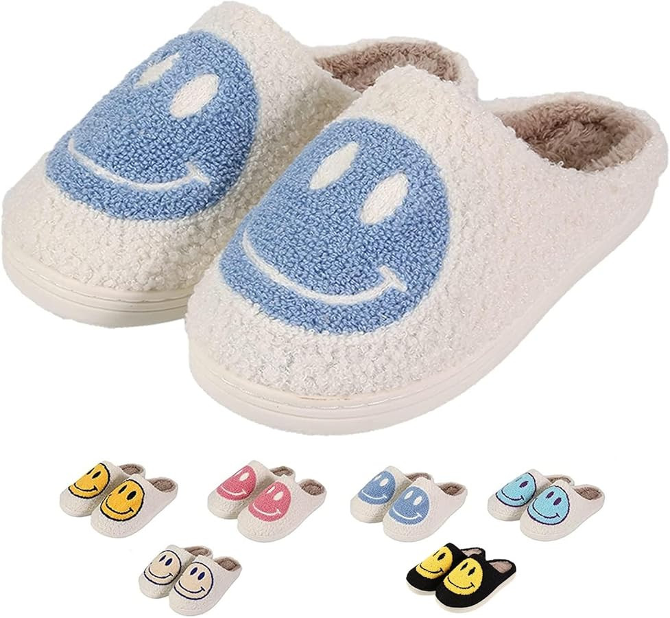 Retro Fuzzy Face Slippers for Women men， Womens Girls Cute Yellow the Lable Face House Slippers... | Amazon (US)