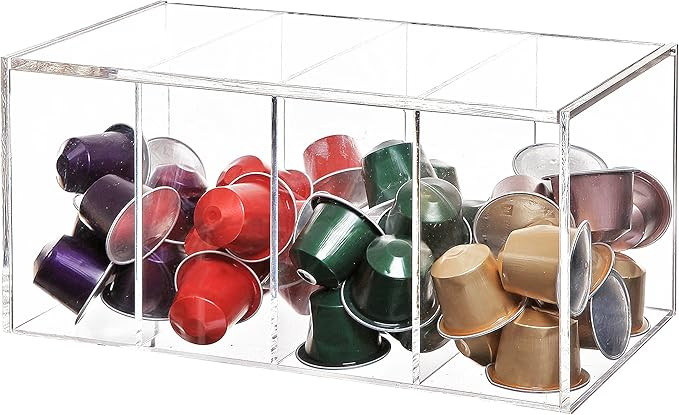 MyGift Deluxe Clear Acrylic Coffee Pod Holder, Coffee Bar Accessories Organizer with 4 Compartmen... | Amazon (US)