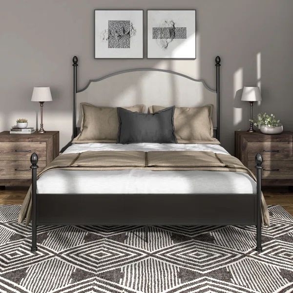 Upholstered Metal Four Poster Bed | Wayfair North America
