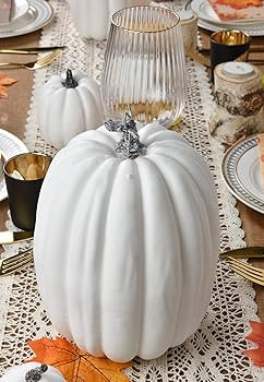 DearHouse 7Pcs Thanksgiving Artificial White Pumpkin Home Decoration Sets, Artificial Vegetables ... | Amazon (US)