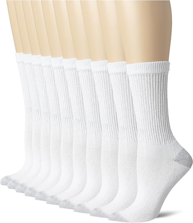 Hanes Women's 10-Pack Pull On Closure Crew Socks | Amazon (US)