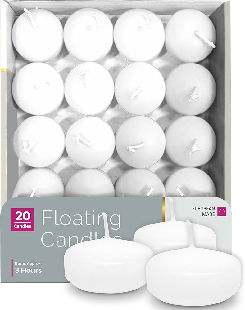 HYOOLA Premium White Floating Candles 1.75 Inch - 3 Hour - 20 Pack - European Made | Amazon (US)