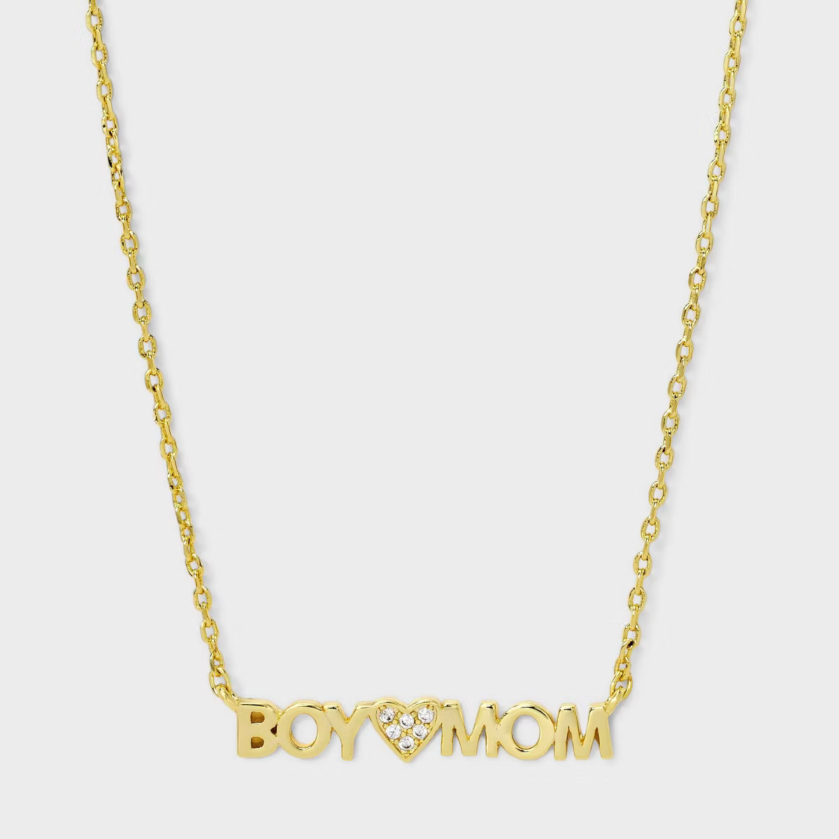 14k Gold Dipped Cubic Zirconia Boy Mom Heart Necklace - Gold | Target