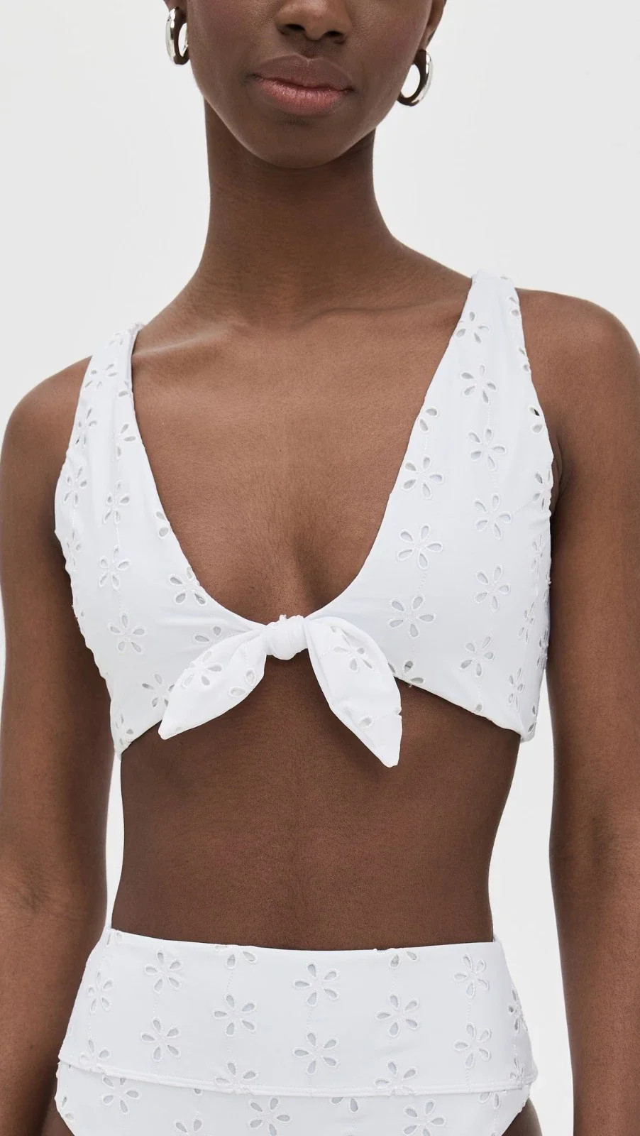 Beach Riot Dallas Bikini Top Womens White Magenta Eyelet Tie Front GBO 96 | Shop Simon