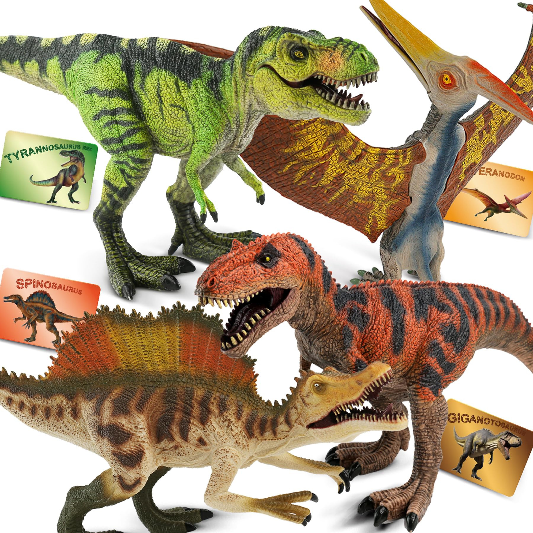 4 PCS Jumbo Dinosaur Toys for Kids 3-5 Realistic Dinosaur Figures with Movable Parts & Learning C... | Amazon (US)