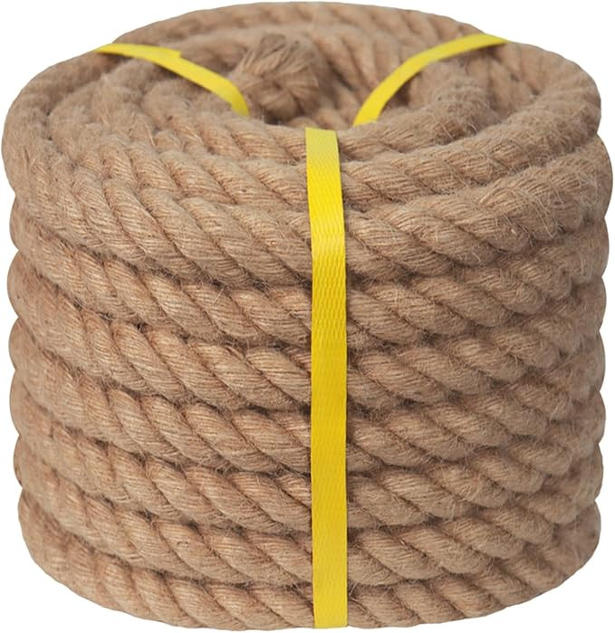 Twisted Manila Rope (2 Inch x 50 Feet) Natural Jute Rope Thick Hemp Rope for Docks, Nautical, Rai... | Amazon (US)