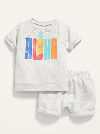 French Terry Raglan Sweatshirt and U-Shaped Shorts Set for Baby | Old Navy (US)