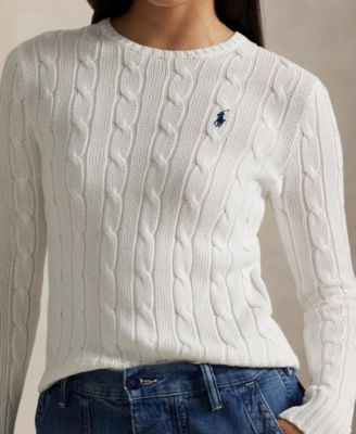 Women's Cable-Knit Cotton Crewneck Sweater | Macy's