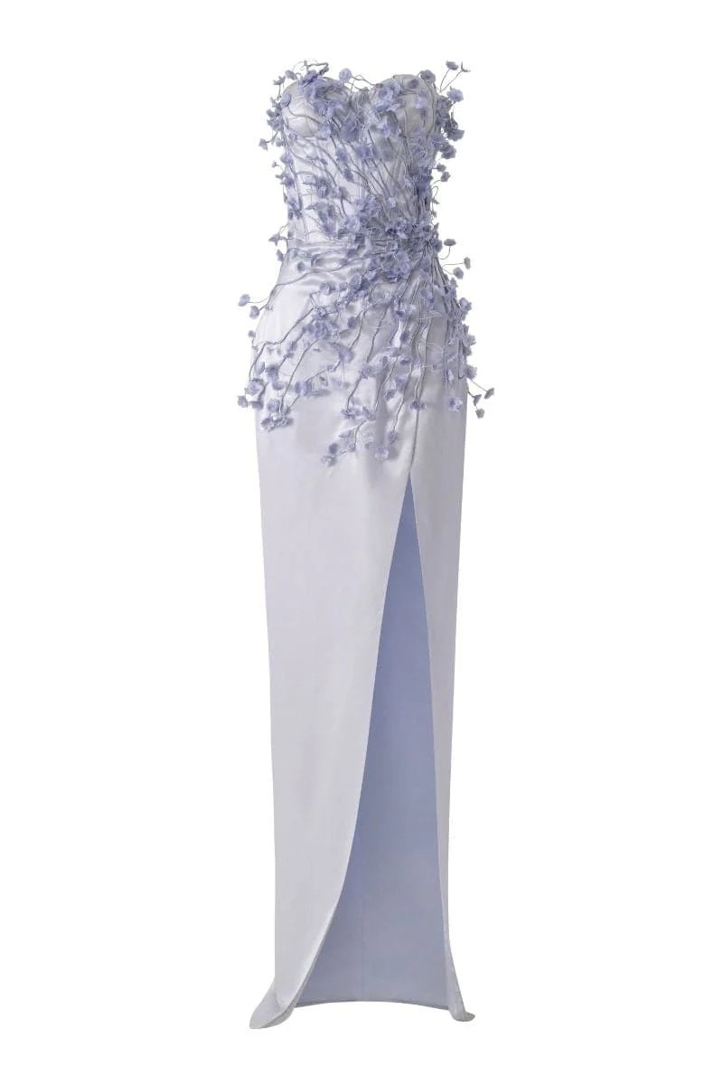 VERI PERI CONNIE SILK SATIN FLOWERS MAXI DRESS | CULT MIA UK LTD