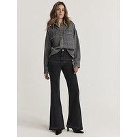 Mint Velvet Washed Flared Jean - Black, Black, Size 10, Women | Very (UK)