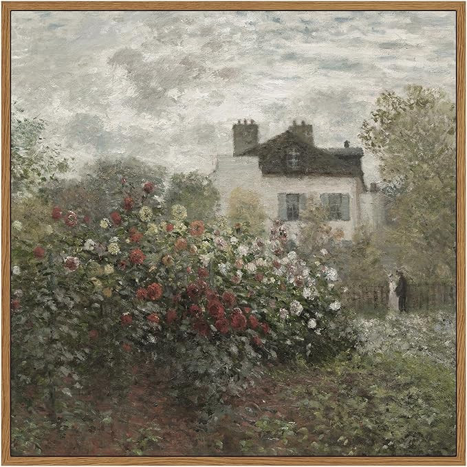 InSimSea Square Framed Canvas Home Decor, 12"x12" Monet Flower Garden Wall Art Prints, Vintage Oi... | Amazon (US)