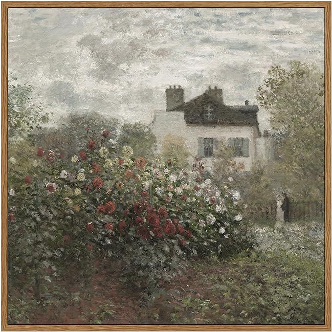 InSimSea Square Framed Canvas Home Decor, 12"x12" Monet Flower Garden Wall Art Prints, Vintage Oi... | Amazon (US)