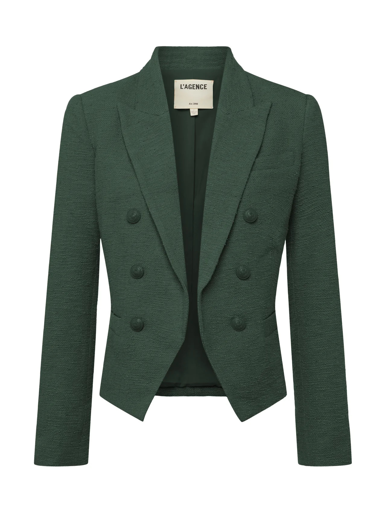 L'AGENCE Brooke Tweed Blazer In Dark Moss | L'Agence