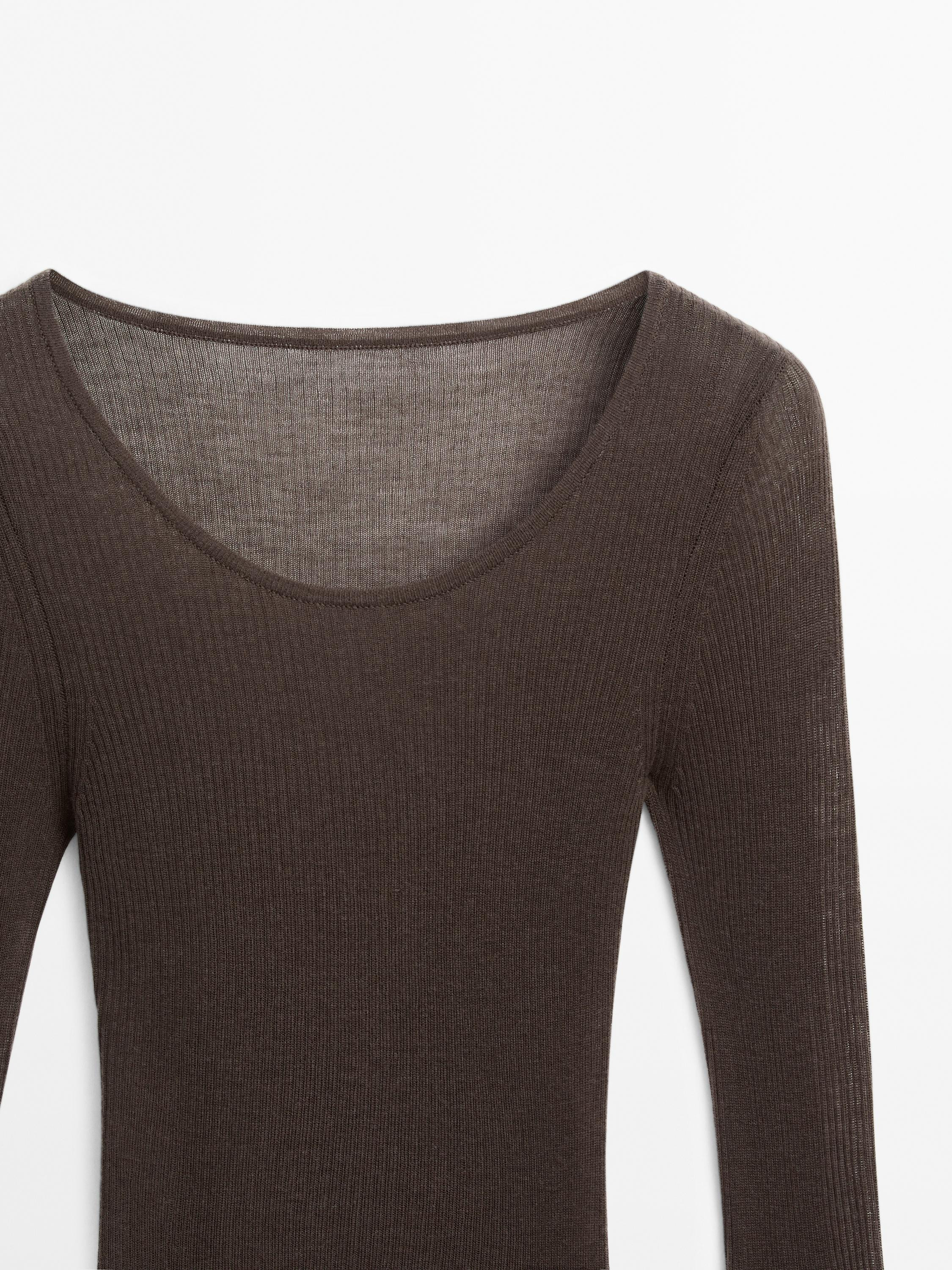 Semi-sheer 100% wool bodysuit - STUDIO | Massimo Dutti US