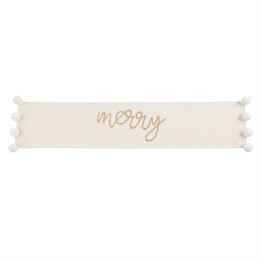 Gold Merry Pom-Pom Table Runner | Mud Pie (US)