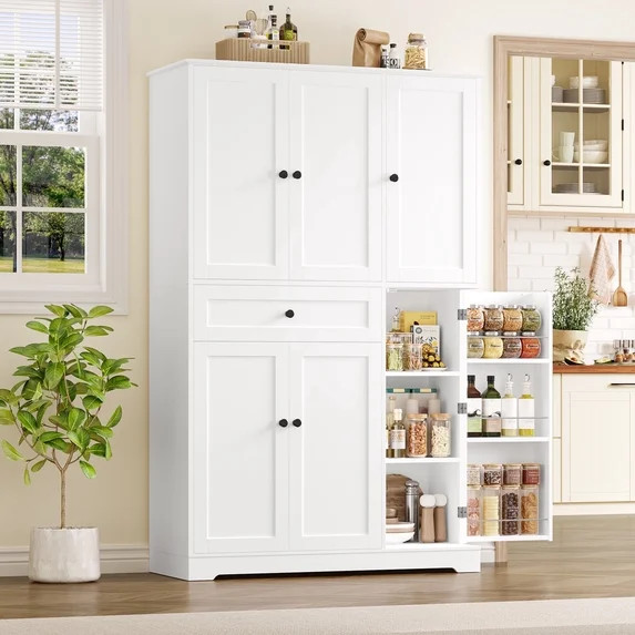 Homfa Kitchen Pantry Storage Cabinet, 68" Food Pantry Cabinet with Drawer and Door Shelf, 6 Door ... | Walmart (US)