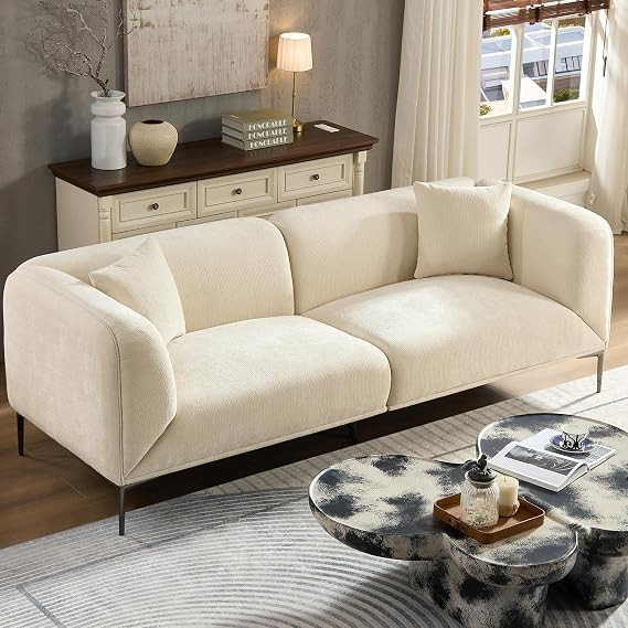 82" Modern Couch with Metal Legs, Upholstered Boucle Sofa, 3-Seater Luxury Deep Seat Sofas, Tall ... | Amazon (US)