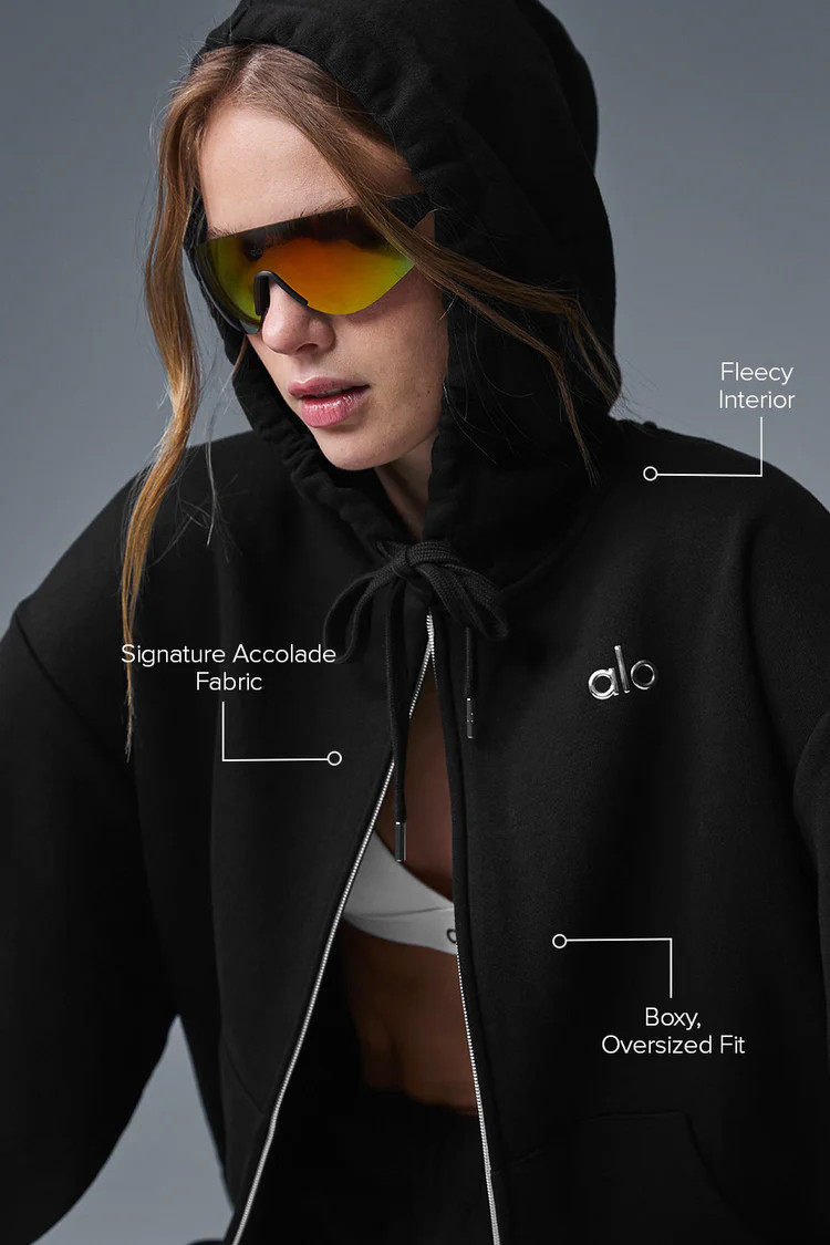 Accolade Full Zip Hoodie - Black | Alo Yoga (US)