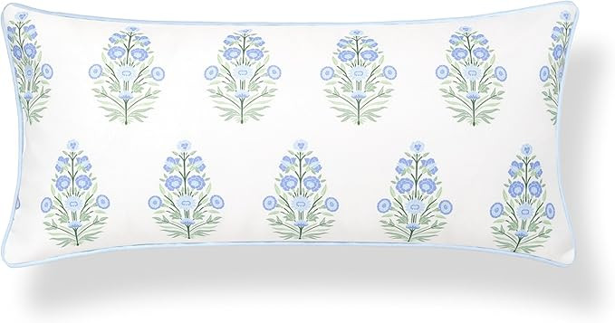 Hofdeco Premium Coastal Grandmillennial Patio Indoor Outdoor Lumbar Pillow Cover Only, 12"x26" Wa... | Amazon (US)