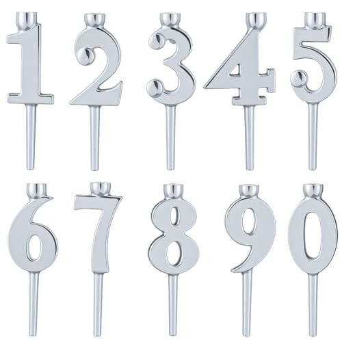 Otoolling 1 Set Number Candle Holder Set Silver Candle Holder Gifts Handmade Recycled Aluminum Toppers for Birthdays Cakes Anniversaries Celebrations | Amazon (US)