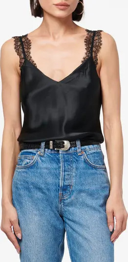 Marlo Lace Trim Silk Charmeuse Tank | Nordstrom