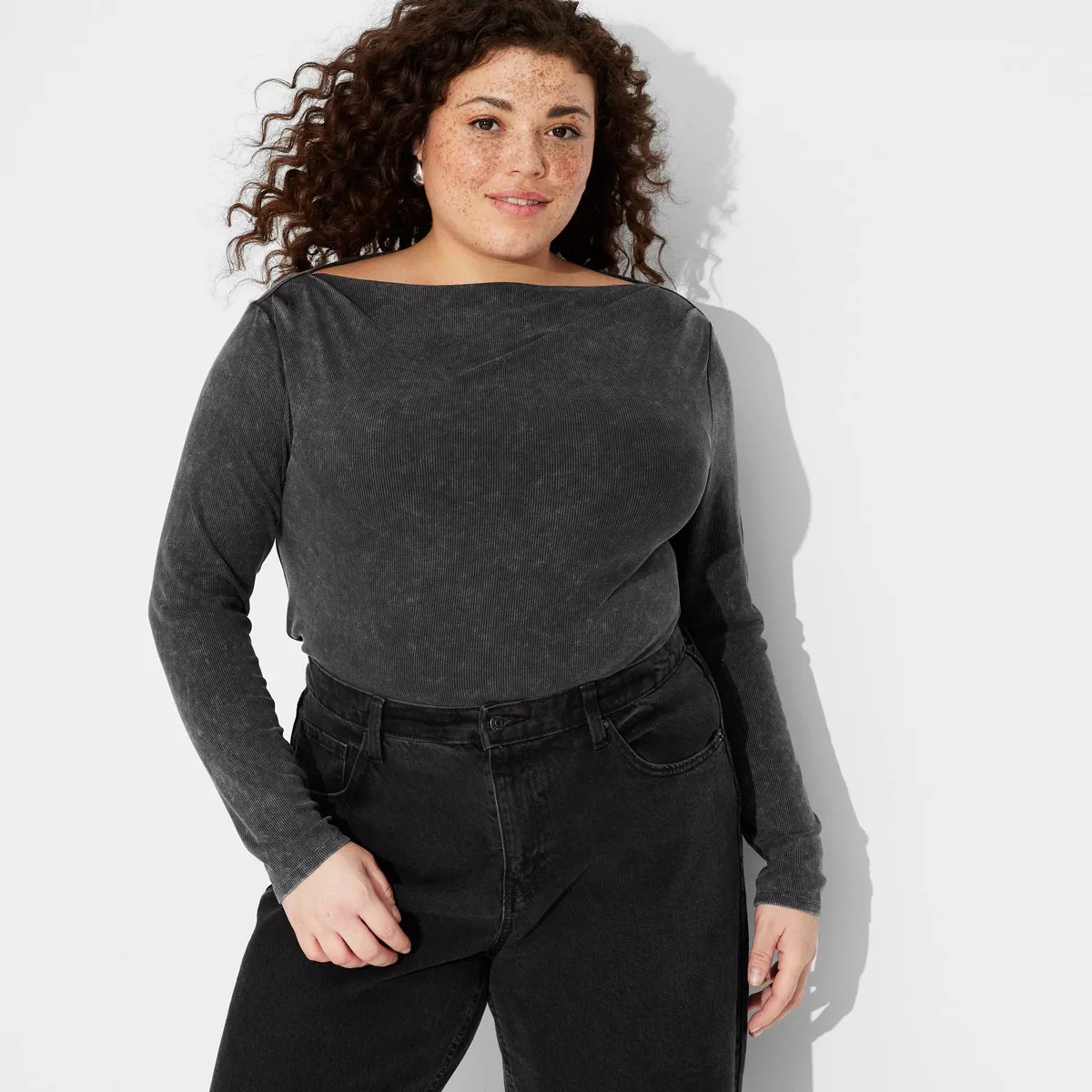 Women's Long Sleeve Ribbed Boat Neck Top - Wild Fable™ | Target