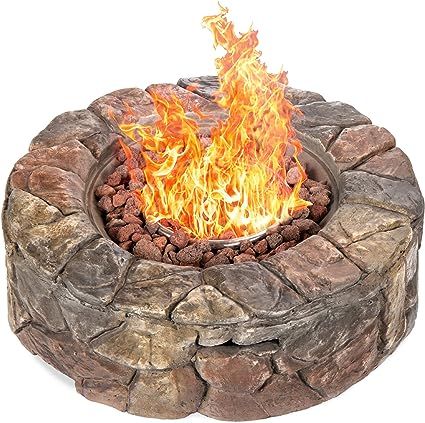 Best Choice Products 30,000 BTU Gas Fire Pit for Backyard, Garden, Home, Outdoor Patio w/Natural ... | Amazon (US)