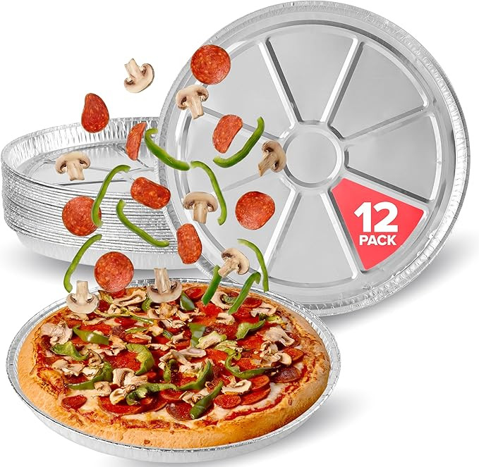 Stock Your Home 12 Inch Aluminum Pizza Pans Disposable (12 Pack) Round Foil Focaccia Pan for Indi... | Amazon (US)