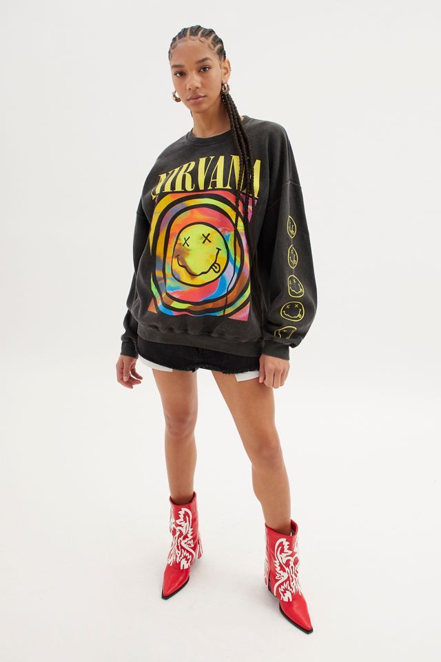 Nirvana Smile Overdyed Sweatshirt | Urban Outfitters (US and RoW)