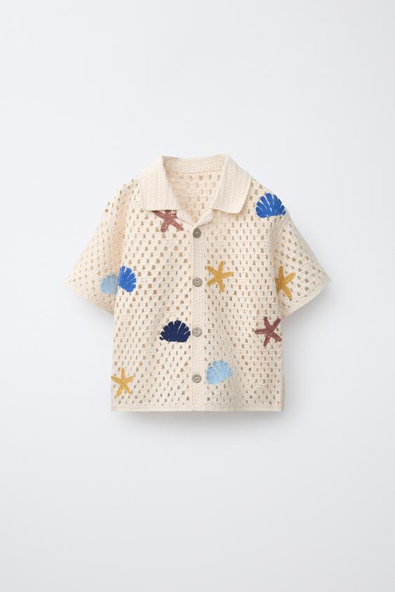 MARINE MOTIF CROCHET KNIT SHIRT | Zara US