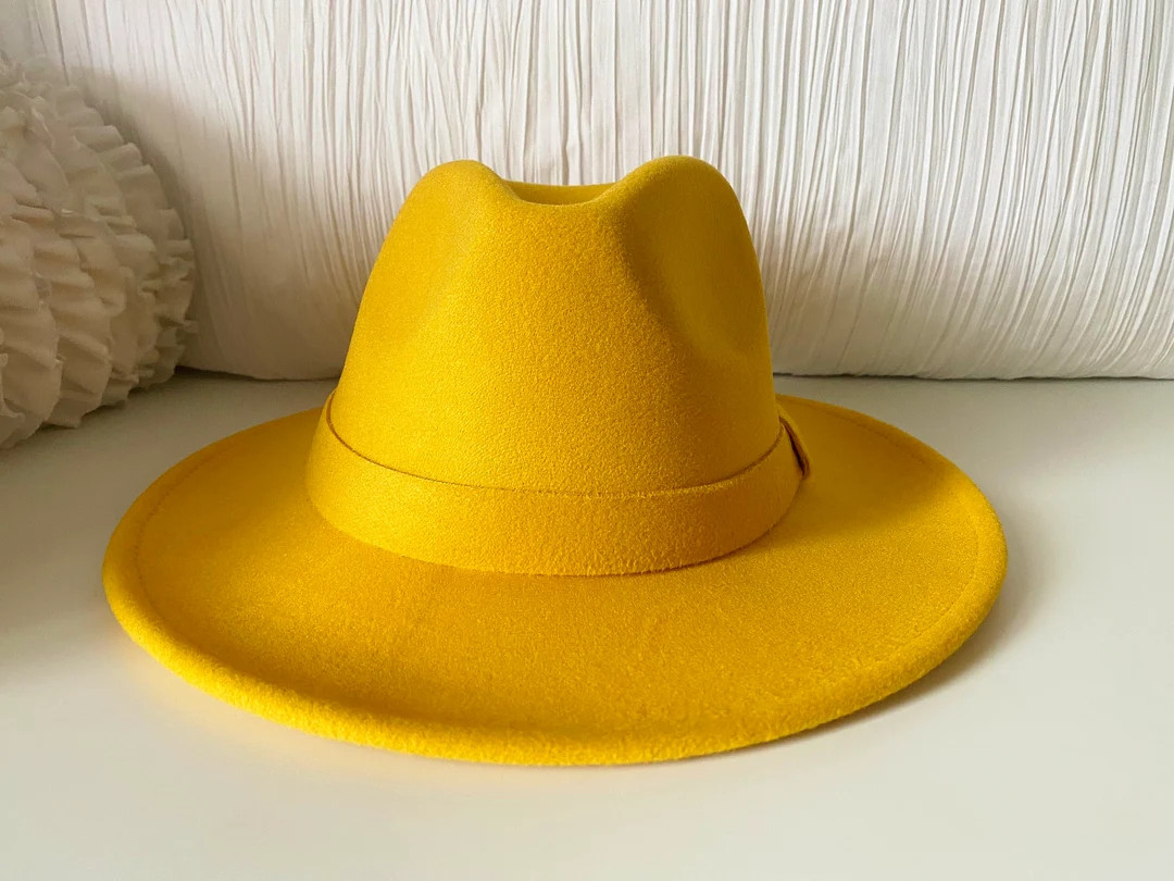 Yellow Stanford Fedora Hat - Etsy | Etsy (US)