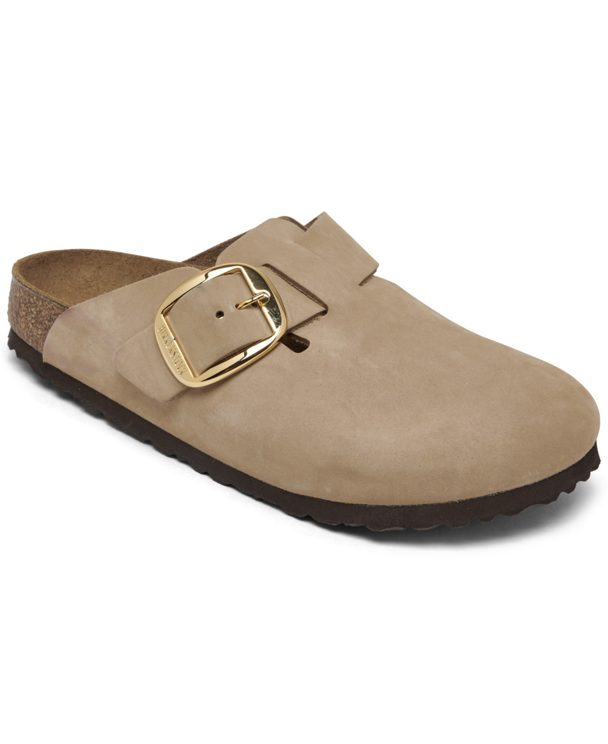 Birkenstock Women's Boston Big Buckle Nubuck Leather Clogs from Finish Line - Beige | Macy's