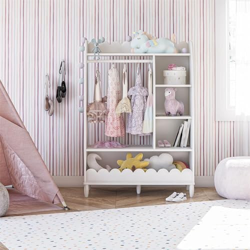 Max & Finn Cloud Kids Dress Up Storage and Clothing Rack with Toy Organizer and Shelves, White | Amazon (US)