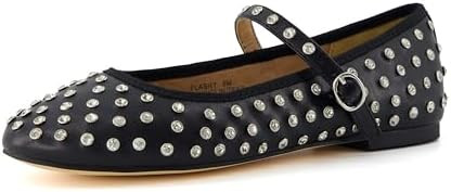 CUSHIONAIRE Flashy Women’s Bling Studded Mary Jane Flats | Comfortable Memory Foam, Faux Leathe... | Amazon (US)