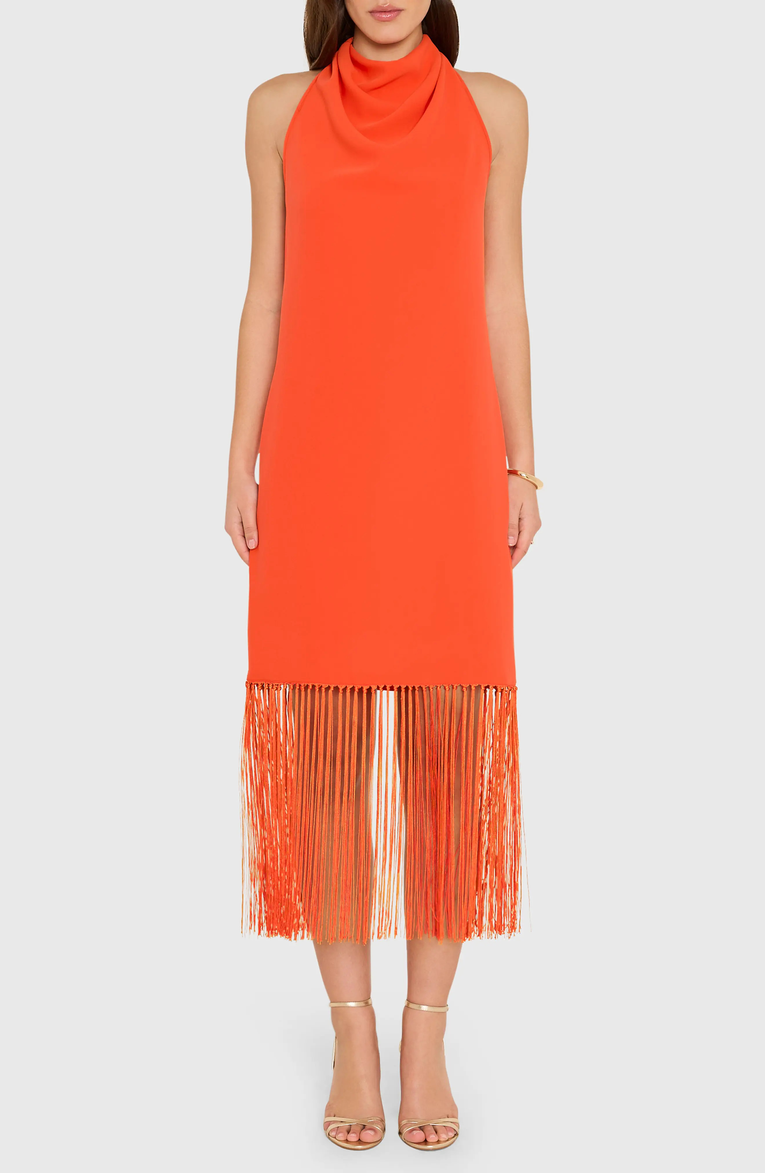 Syd Cowl Neck Fringe Midi Dress (Women) | Nordstrom | Nordstrom