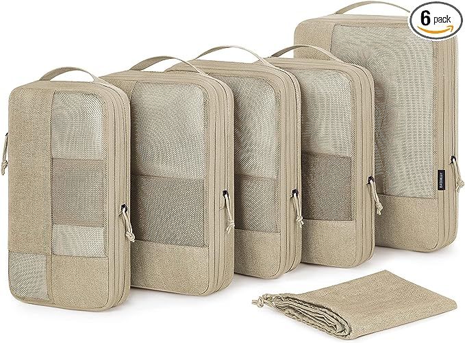 BAGSMART Compression Packing Cubes for Suitcase, 6 Set Travel Packing Cubes for Luggage, Compress... | Amazon (US)