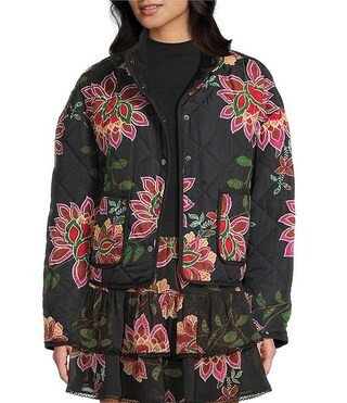 C&V Chelsea & Violet Floral Printed Quilted Jacket | Dillard's | Dillard's