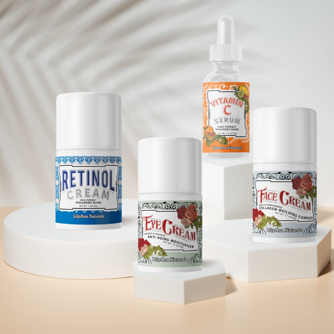 LilyAna Naturals Skincare Gift Set - Retinol Cream, Vitamin C Serum, Eye Cream and Face Cream Moi... | Amazon (US)