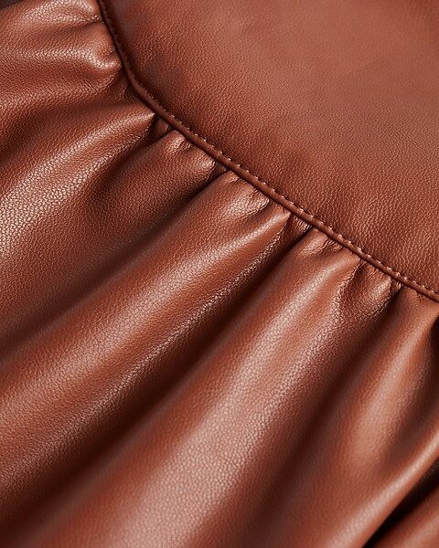 High Waisted Faux Leather Ruffle Mini Skirt | Express